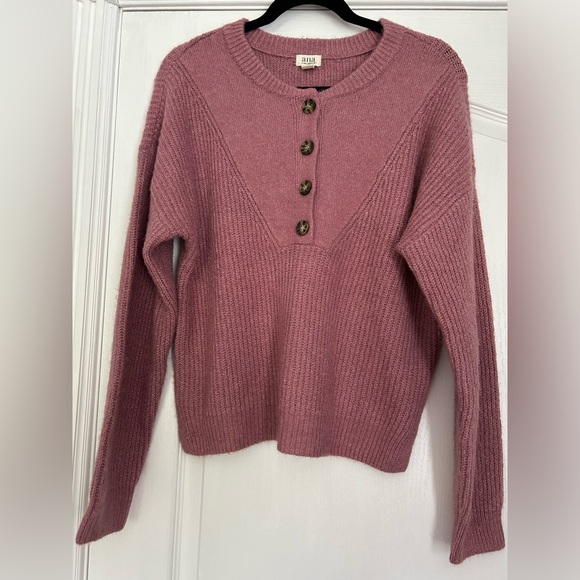 a.n.a | Pink Long Sleeve Sweater Half Button Down | Size Small - Picture 2 of 8